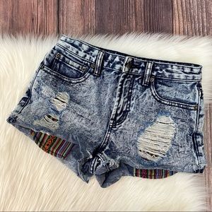 🌼3 for$15 Acid Wash Boho Pocket Booty Shorts